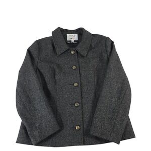 Avoca Collection Womens Pure New Wool Tweed Jacket Grey Made in Ireland Size 14